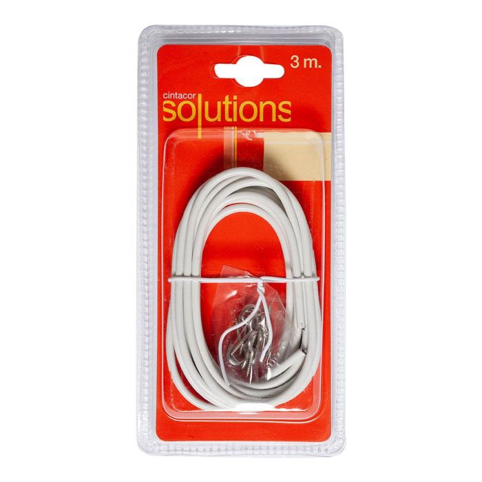 Cintacor PV025 Cable plastificado blanco portavisillo 3m PVC, incluye alcayatas 1 Cintacor PV025 Cable plastificado blanco portavisillo 3m PVC, incluye alcayatas 1