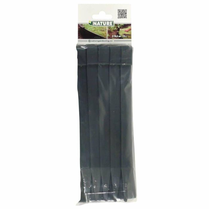 Nature Bolsa de 10 Anclajes de Polietileno Reciclado para Bordes de Jardín H 26.7x1.9x1.8cm Negro para encajar o atornillar 1