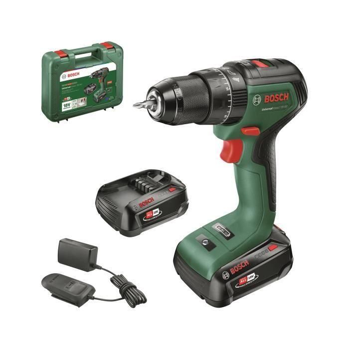 Bosch AUC4053423231717 Taladro Atornillador UniversalImpact 18V-60 con 2 Baterías 2.0Ah y Cargador AL 18V-20