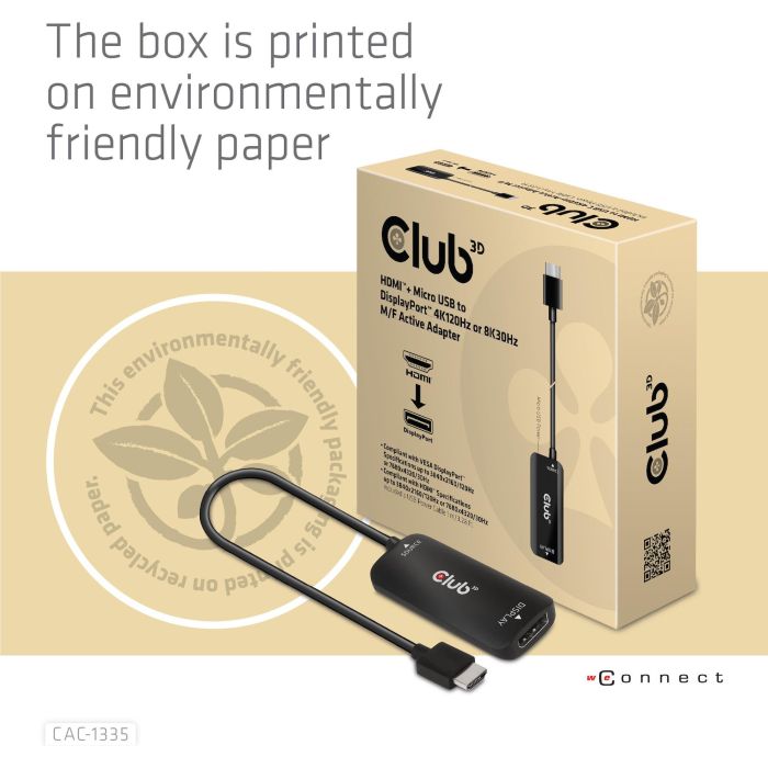 Club3D Adaptador HDMI + MicroUSB a DisplayPort Activo 4K120Hz 13 Club3D Adaptador HDMI + MicroUSB a DisplayPort Activo 4K120Hz 13