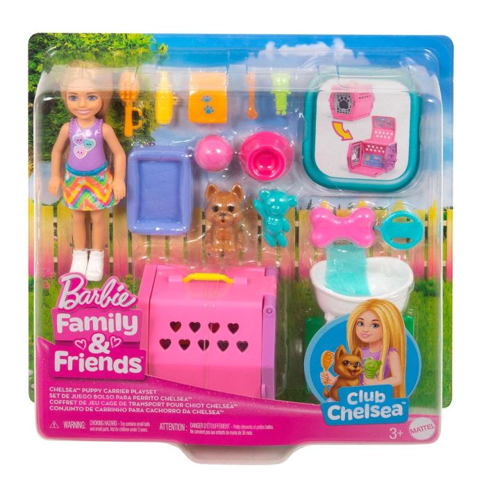 Muñeca Barbie Chelsea Con Perro Y Transportin Jdf89 Mattel 4