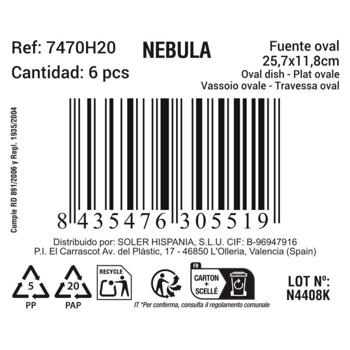 La Mediterranea Fuente Oval Nebula 25.7 x 11.8 cm 2