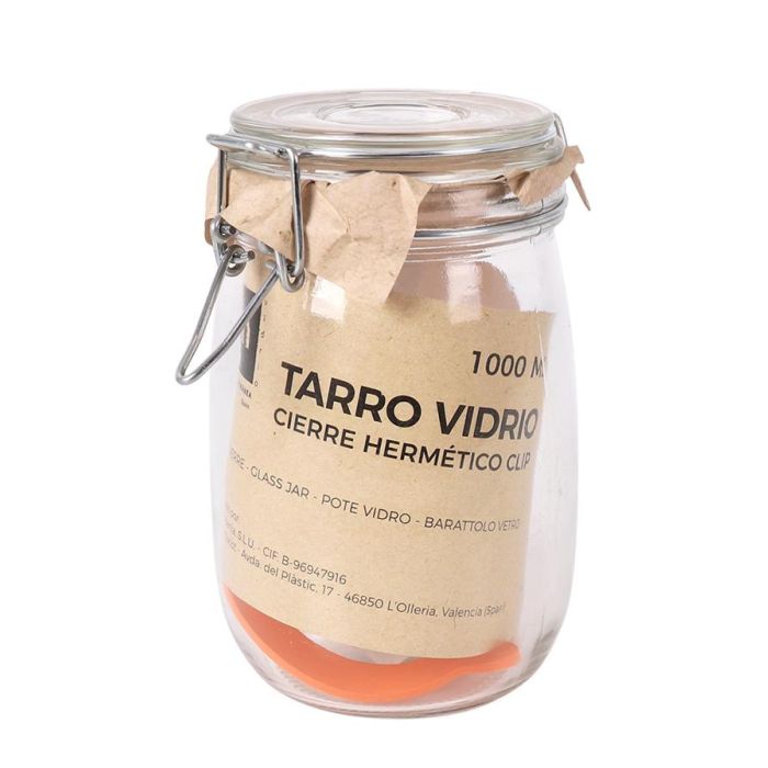 Tarro Hermético de Vidrio con Cierre Clip 1000 ml - La Mediterranea (12 Unidades) 9 Tarro Hermético de Vidrio con Cierre Clip 1000 ml - La Mediterranea (12 Unidades) 9