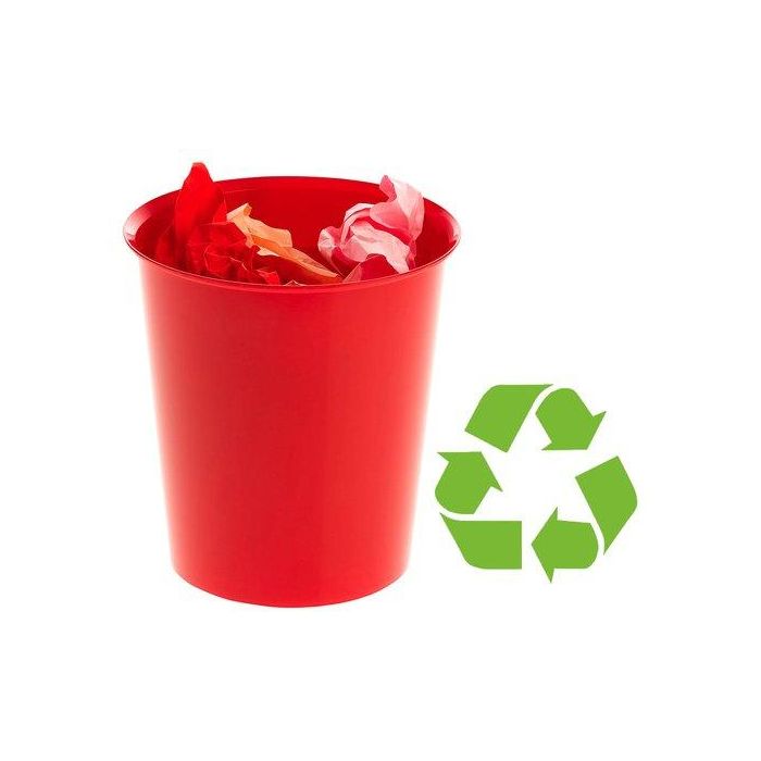 Papelera Plastico Cerrada 16 Litros Roja