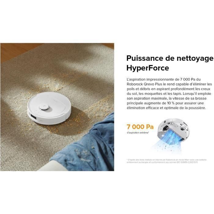 Aspiradora robot Roborock QRevo Plus blanca con estación multifunción - Potencia de 7000 Pa - Mopa extensible 5