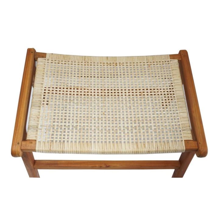 DKD Home Decor Descalzadora Balines Natural Teca y Ratan Marron Claro 65 x 47 x 40 cm 2