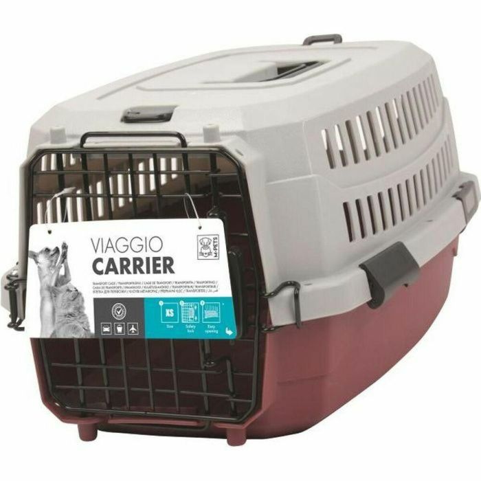 M-PETS Estuche de transporte Viaggio Carrier S para Perros y Gatos Plástico Resistente 58,4x38,7x33cm Burdeos y Gris