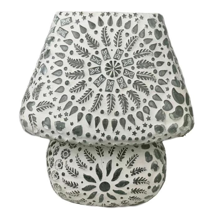 DKD Home Decor Lámpara de Sobremesa Árabe Mandala Cristal Blanco 20x20x22 cm E14 25W - Pack 4 Unidades