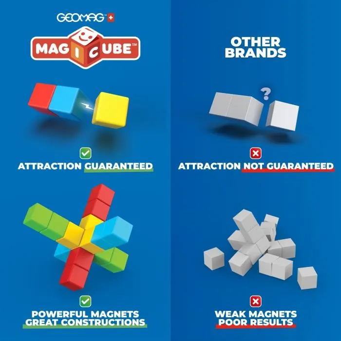 Geomag Magicube 060 Bloques Magnéticos, 6 Piezas, Apilables, Plástico Reciclado 1