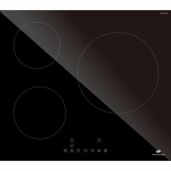 Continental Edison CETI3B28 Placa de inducción 3 zonas, 6600W, 3 boosters, 3 temporizadores, negro