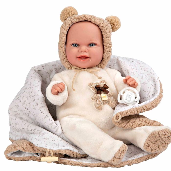 Muñecas Arias Elegance Babyto Muñeca de Peso, marrón con Manta, Cuerpo Blando 35 cm. Ideal para 3+ años 1