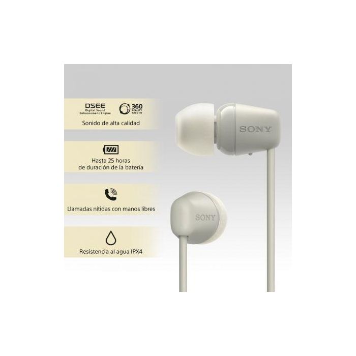 Auriculares Inalámbrico Intrauditivos Sony WI-C100/ con Micrófono/ Bluetooth/ Beige 3 Auriculares Inalámbrico Intrauditivos Sony WI-C100/ con Micrófono/ Bluetooth/ Beige 3