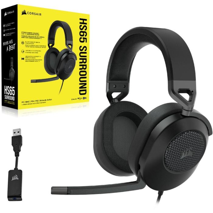 Corsair CA-9011270-UE Auriculares Gaming HS65 con Sonido Envolvente y Acabado Carbono 3 Corsair CA-9011270-UE Auriculares Gaming HS65 con Sonido Envolvente y Acabado Carbono 3