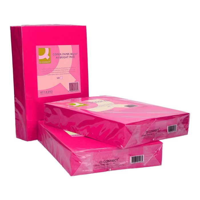 Papel Color Q-Connect Din A4 80 gr Rosa Intenso Paquete De 500 Hojas 4