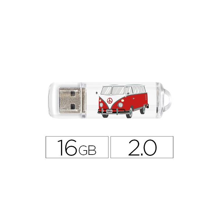 Memoria Usb Techonetech Flash Drive 16 grb 2.0 Camper Van-Van