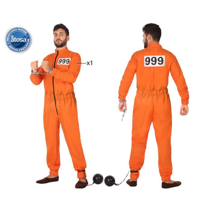 Disfraz Preso Naranja Hombre Adulto M-L Disfraz Preso Naranja Hombre Adulto M-L