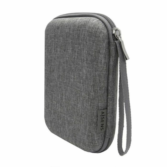AISENS ASBG-005-GR Estuche Protector Rígido para Disco Duro Externo 2.5" Gris, Algodón y Lino, con Cremallera y Compartimento para Cables 5