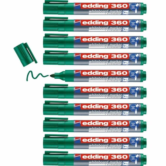 Rotulador para Pizarra Edding 360 Recargable Verde (10 Unidades) 1 Rotulador para Pizarra Edding 360 Recargable Verde (10 Unidades) 1