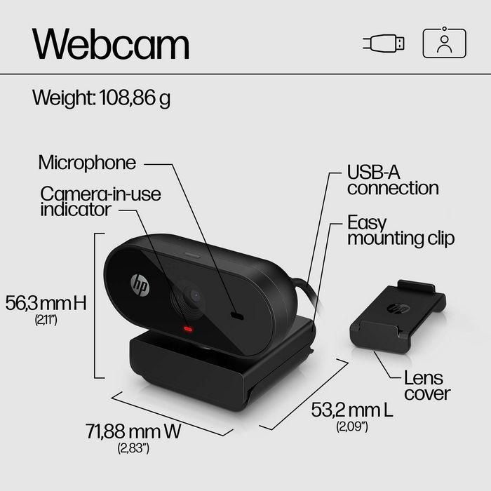 HP 53X26AA Webcam 320 Full HD 1080p con Micrófono Integrado, Gran Angular 66º, Cubierta de Privacidad, Rotación 360º, Works With Chromebook 22