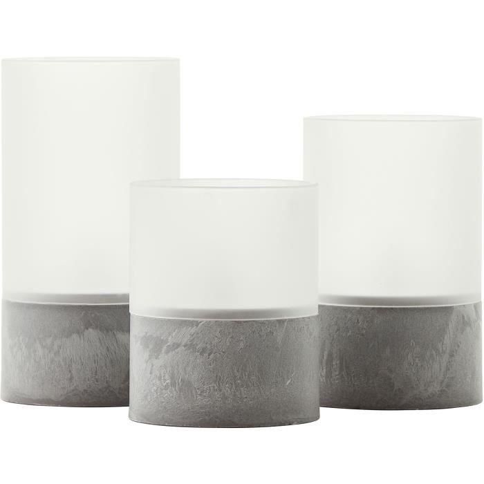 Lote 3 Lámparas de mesa LED BRILLIANT CANDLE - 2500K - Plástico y vidrio - Gris y blanco mate 1 Lote 3 Lámparas de mesa LED BRILLIANT CANDLE - 2500K - Plástico y vidrio - Gris y blanco mate 1