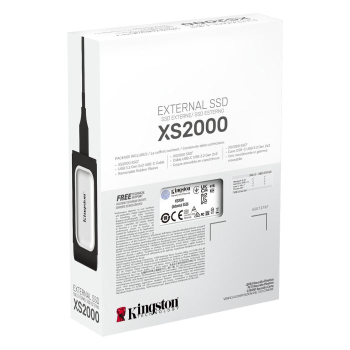 Kingston SSD Externo XS2000 4000GB 2000MB/s Lectura 2000MB/s Escritura USB Tipo C 3.2 Gen 2 4