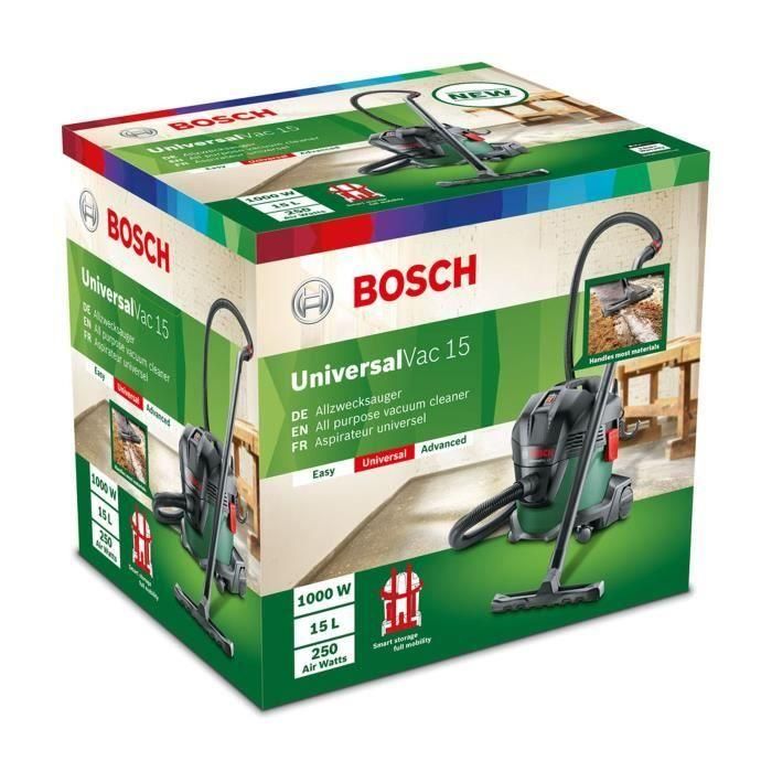 Bosch UniversalVac 15 Aspiradora de polvo y agua, 1000W, 15L, función soplador 1 Bosch UniversalVac 15 Aspiradora de polvo y agua, 1000W, 15L, función soplador 1