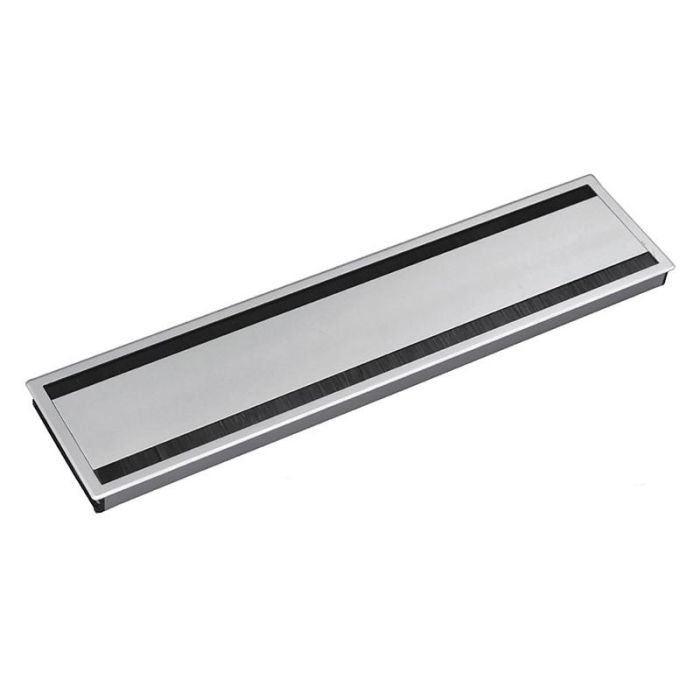 Herrajes Alk Pasacable Modelo Keisi con Tapa Reversible para Embutir, Doble Salida y Canal Organizador de Cables Gris para Escritorios