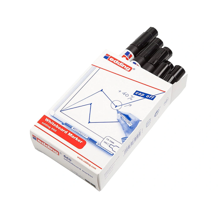Edding Marcador Pizarra Blanca 660 Rellenable Negro Set de 10 (Set de 10) 5