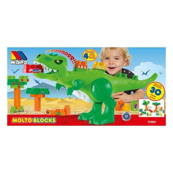 Juego construccion dinosaurio bloques 30 piezas ¡electrónico con 4 sonidos!