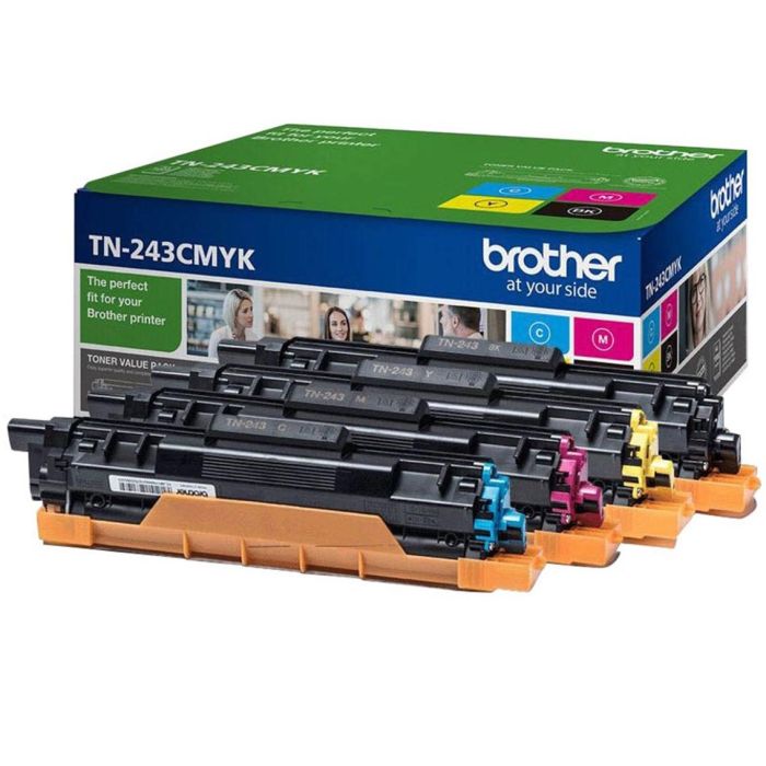 Brother TN-243CMYK Cartucho de Tóner Original - Negro, Cian, Magenta, Amarillo - 1000 páginas - Compatible con DCP-L3510CDW, HL-L3210CW, MFC-L3710CW y más