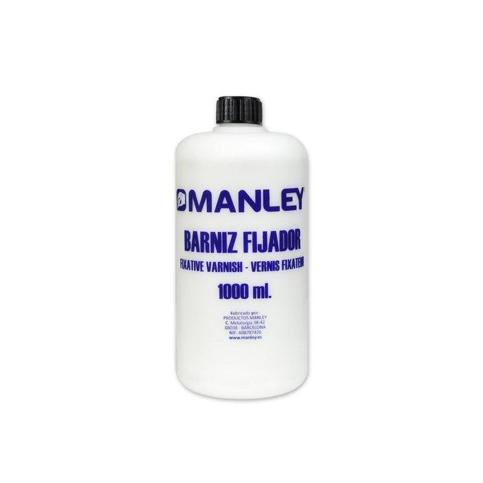 Manley Barniz Fijador Plastico 1000 mL - Acabado Brillante para Dibujos