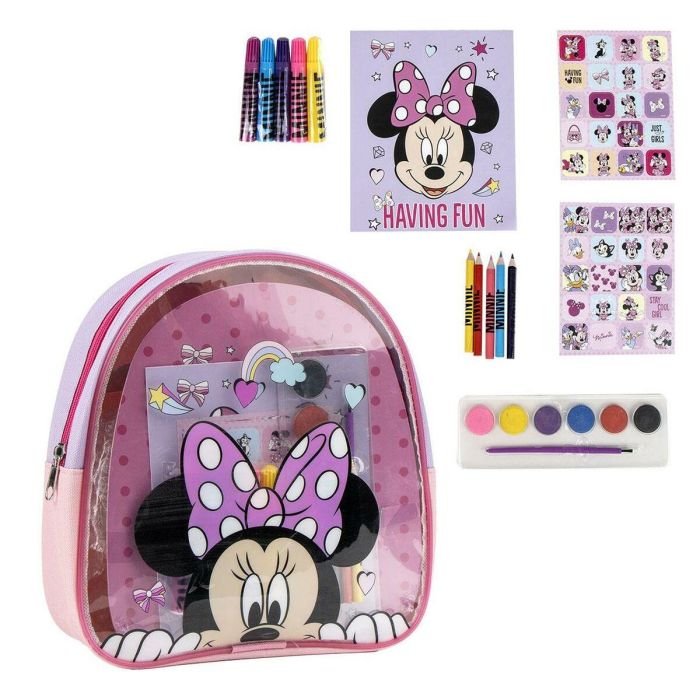 Mochila Infantil para Dibujar Minnie Mouse Azul 22 x 23 x 7 cm