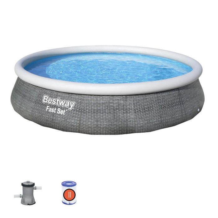 Bestway Piscina Hinchable Adulto Aro Ratan con Depurador 396x84 cm Jardin 57376 2