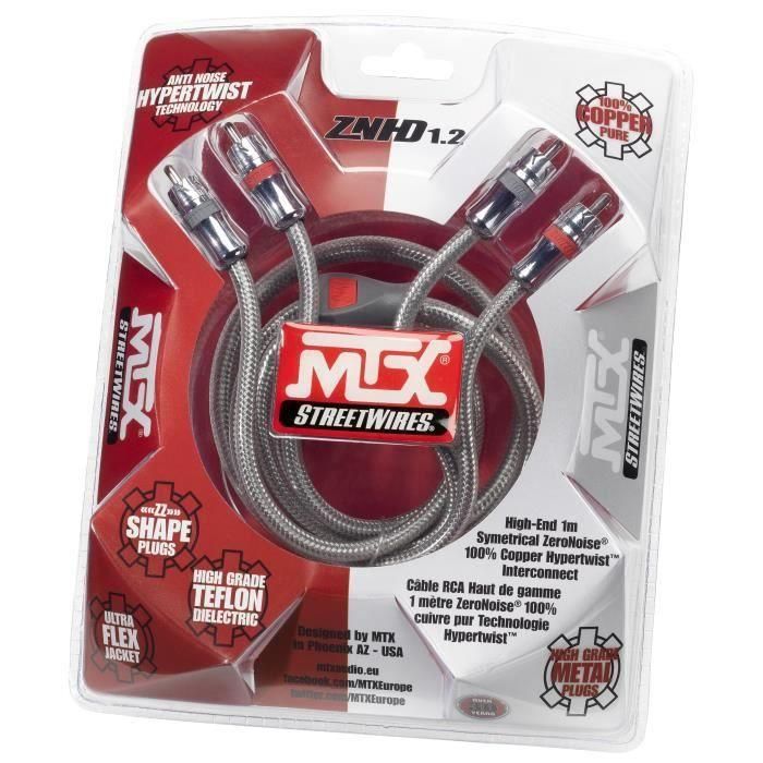 Cable MTX RCA StreetWires ZNHD1.2 1 m High End Simétrico 100% Cobre Cero ruido