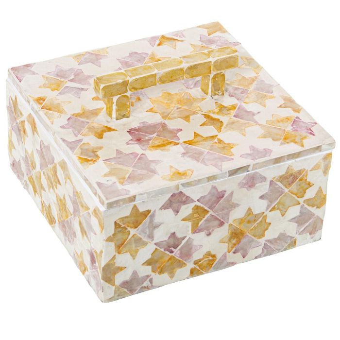 Caja Decorativa Alexandra House Living Multicolor Ratán Nácar 16 x 7 x 16 cm