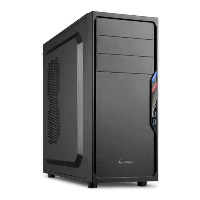 Sharkoon VS4-V Midi Tower Negro - Caja PC ATX con 2 Puertos USB 3.0 Frontales, Versátil para Gaming y Oficina