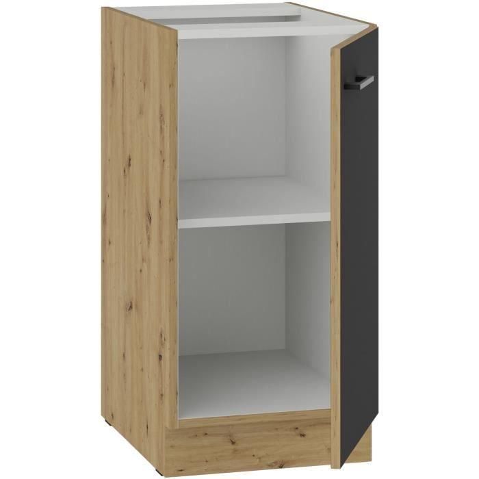 CUISINIER MODENA40D1F Mueble Bajo Cocina MODENA 40 cm con 1 Puerta Batiente Roble Artesanal y Negro Mate 1 CUISINIER MODENA40D1F Mueble Bajo Cocina MODENA 40 cm con 1 Puerta Batiente Roble Artesanal y Negro Mate 1