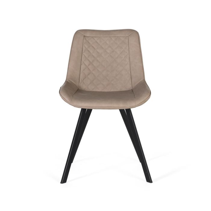Giner y Colomer - Lote de 2 Sillas Beige con Tapizado PU y Pies de Acero Negro 1