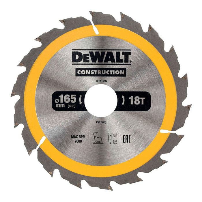 Dewalt Disco de Corte DT1936-QZ ø165 x 30 mm 18 Dientes para Construcción Rápida de Madera Natural y Composites 0 Dewalt Disco de Corte DT1936-QZ ø165 x 30 mm 18 Dientes para Construcción Rápida de Madera Natural y Composites 0