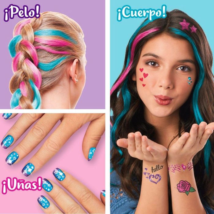 Set de Belleza Cra-Z-Art 2 x 13 x 2 cm Infantil Uñas Pelo Cuerpo Purpurina 4 Unidades 3