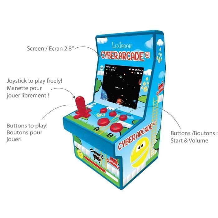 Lexibook Consola Cyber Arcade Portátil Retro, 200 Juegos Incluidos, Pantalla LCD Color 2.8", Diseño Compacto Ideal Niños +5 Años 4 Lexibook Consola Cyber Arcade Portátil Retro, 200 Juegos Incluidos, Pantalla LCD Color 2.8", Diseño Compacto Ideal Niños +5 Años 4