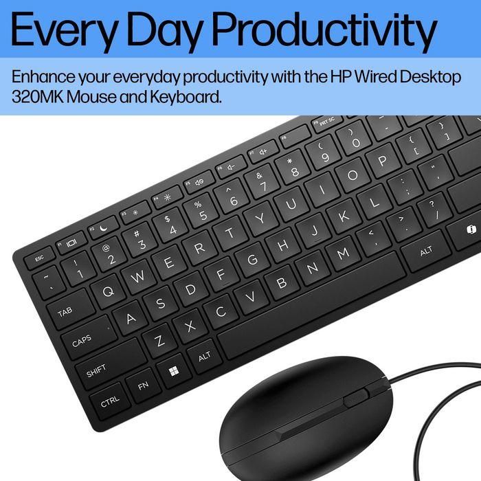 HP USB 320MK Wired Keyboard & Mouse Set - UK 2 HP USB 320MK Wired Keyboard & Mouse Set - UK 2