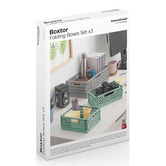 Set de 3 Cajas Organizadoras Plegables y Apilables Boxtor InnovaGoods 2 Set de 3 Cajas Organizadoras Plegables y Apilables Boxtor InnovaGoods 2