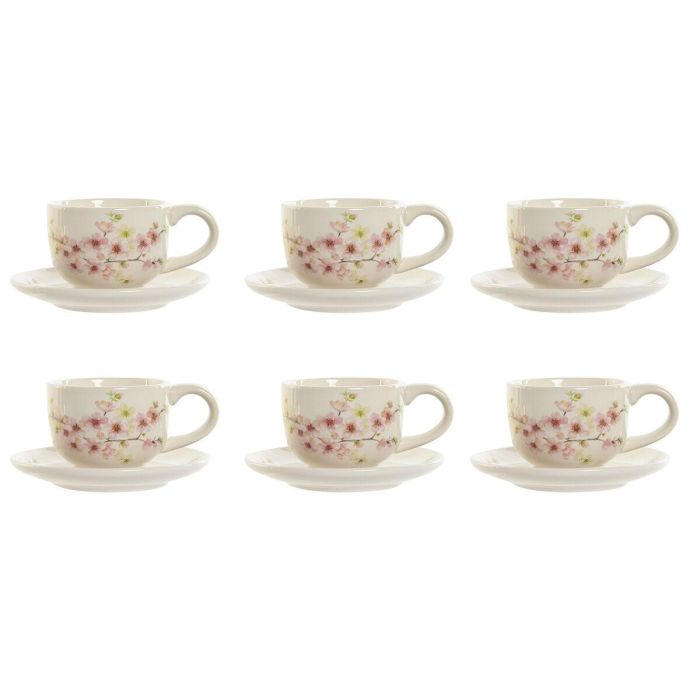 Cafe Romantico DKD Home Decor Rosa Blanco 18 x 20 x 20 cm Set de 6