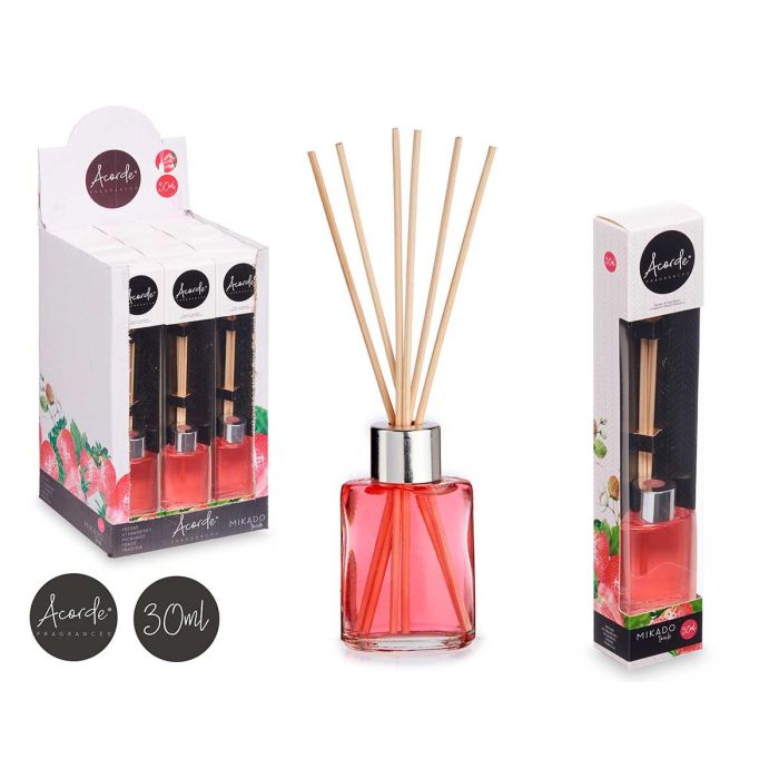 Mikado 30 ml Fresa - Difusor Aroma Natural, Vidrio y Ratan, Rosa - Acorde (24 Unidades) Mikado 30 ml Fresa - Difusor Aroma Natural, Vidrio y Ratan, Rosa - Acorde (24 Unidades)