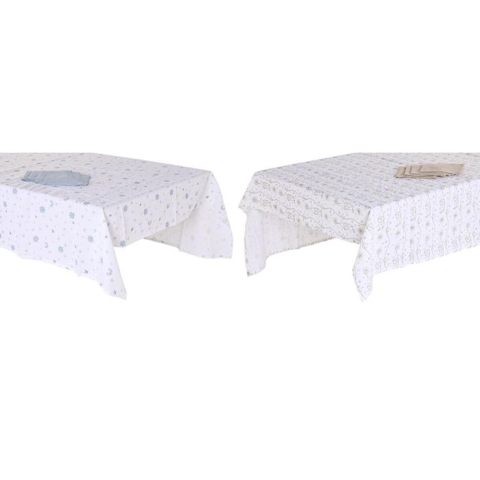 Mantel y servilletas DKD Home Decor 150 x 150 x 0,5 cm Azul Marrón Blanco (2 Unidades) 0 Mantel y servilletas DKD Home Decor 150 x 150 x 0,5 cm Azul Marrón Blanco (2 Unidades) 0