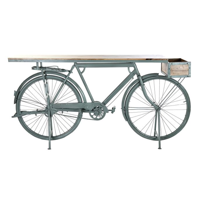 DKD Home Decor Consola Shabby Verde Menta Marron Claro Hierro Mango 40 x 91 x 195 cm