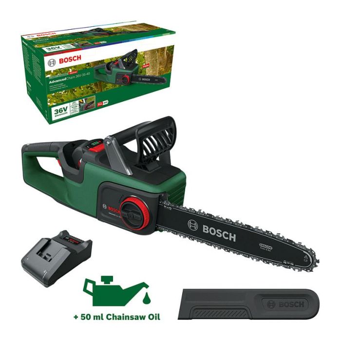 Bosch ADVANCEDCHAIN 36V-35-40 Motosierra de Cadena Eléctrica con Batería 36V 2Ah, Negro y Verde 8