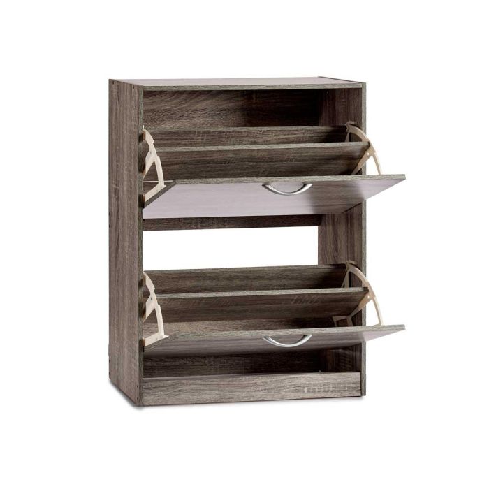 Giftdecor Zapatero Madera 2 Pisos Color Gris Oscuro 60x80x24 cm