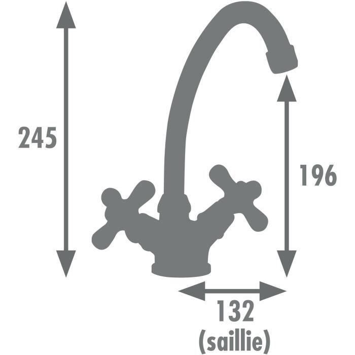Edouard Rousseau AAAUB69442 Mezclador de Lavabo Retrosol Bronce Viejo - Base Ø 52 mm Caño Giratorio Alto 1